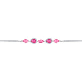 عصفور كريستال انسيال فضة عيار 925 بتصميم ماركيز و كمثري لون وردي غامق مرصع بالزركون